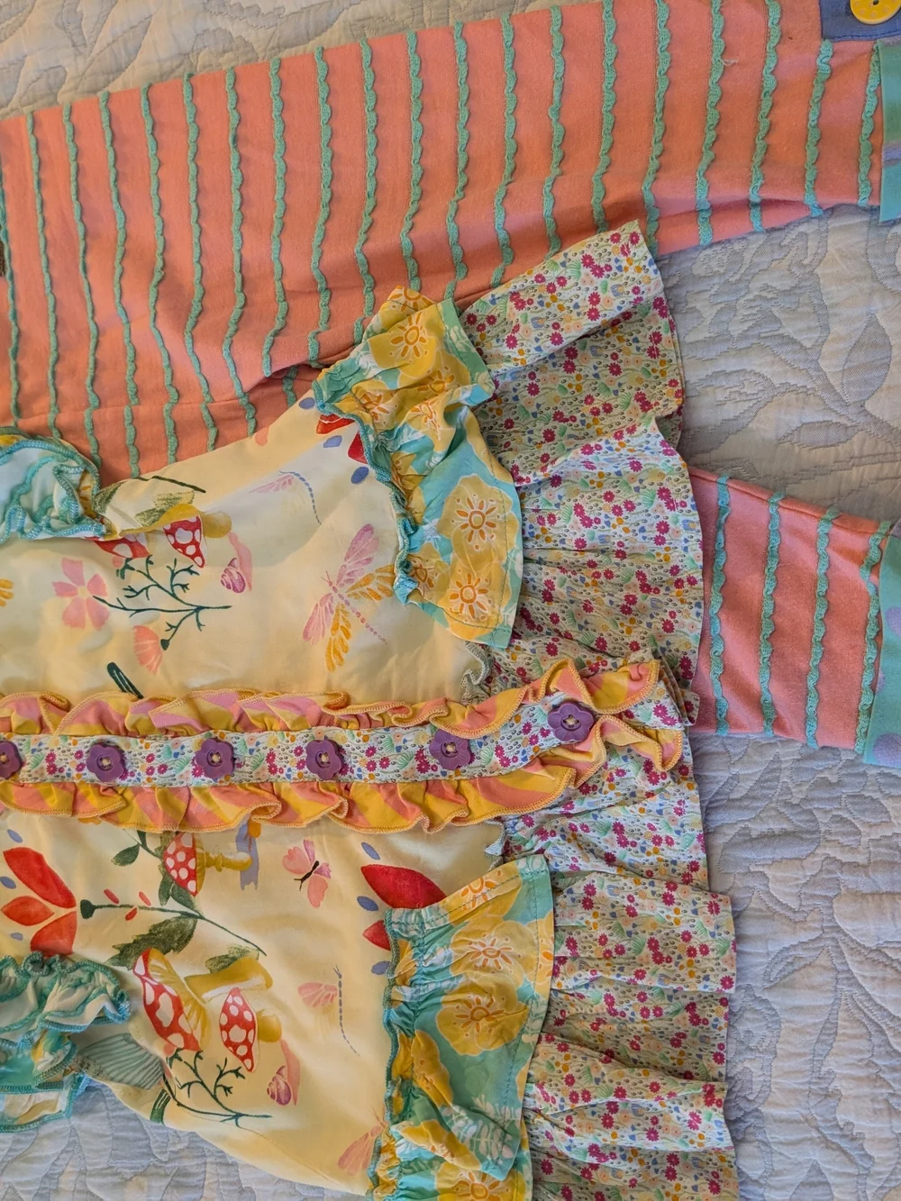 Matilda Jane Girls Floral Yellow & Pink Ruffle Matching Set